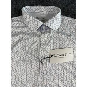 Collars & Co. Polo Mens Small Geometric Print Performance Shirt Short Sleeve NWT